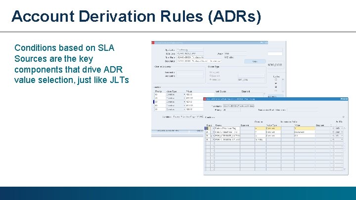 Account Derivation Rules (ADRs) Conditions based on SLA Sources are the key components that