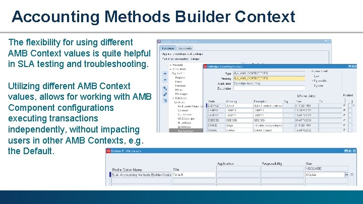 Accounting Methods Builder Context The flexibility for using different AMB Context values is quite