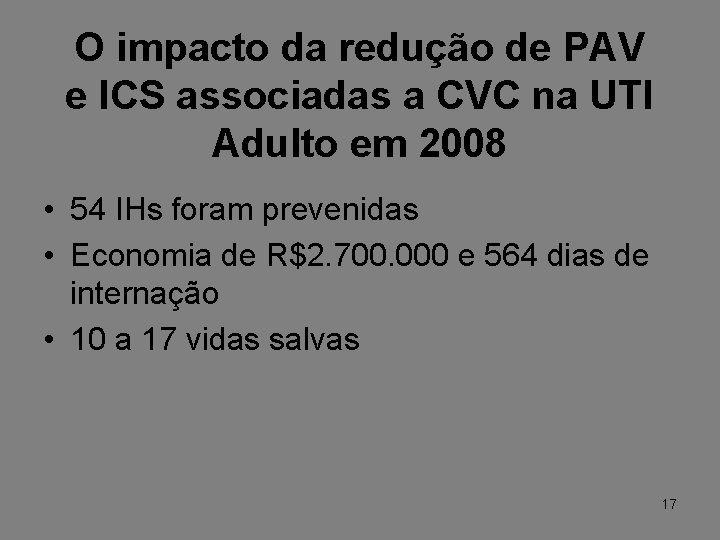 O impacto da redução de PAV e ICS associadas a CVC na UTI Adulto