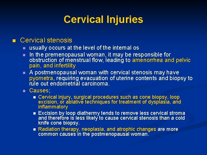 Cervical Injuries n Cervical stenosis n n usually occurs at the level of the