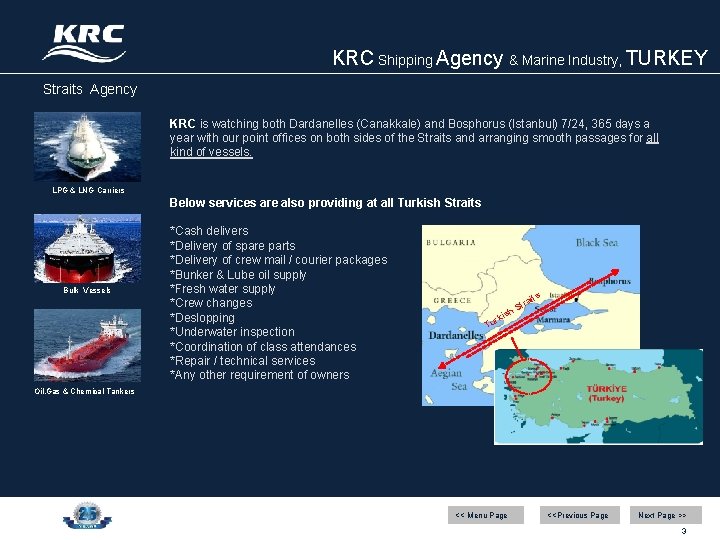 KRC Shipping Agency & Marine Industry, TURKEY Straits Agency KRC is watching both Dardanelles