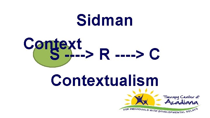 Sidman Context S ----> R ----> C Contextualism 