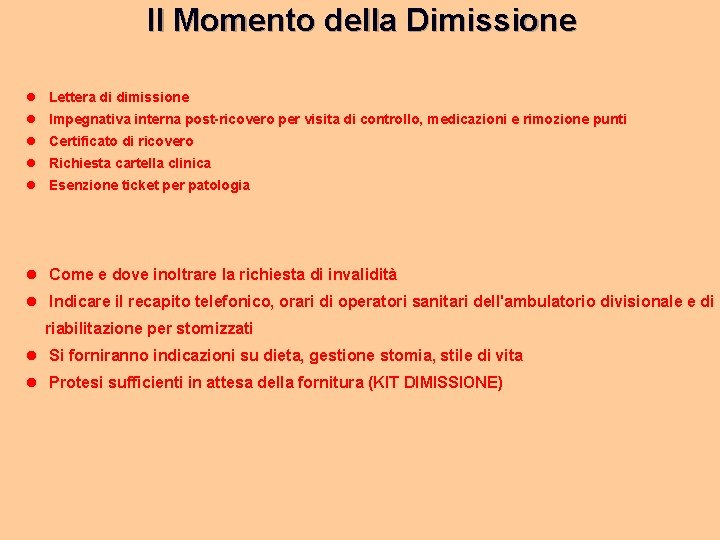 Il Momento della Dimissione l Lettera di dimissione l Impegnativa interna post-ricovero per visita