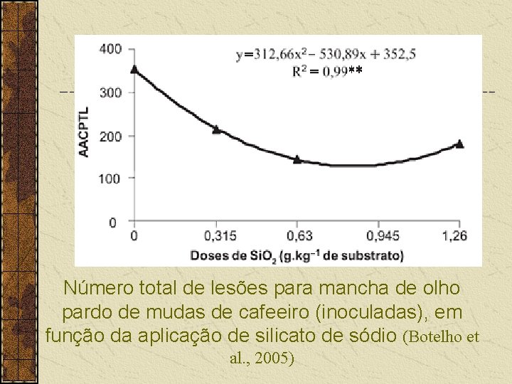 Número total de lesões para mancha de olho pardo de mudas de cafeeiro (inoculadas),