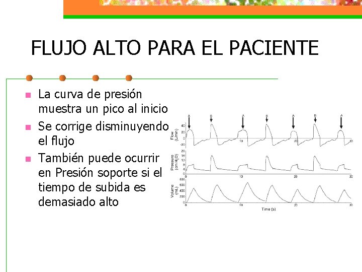 FLUJO ALTO PARA EL PACIENTE n n n La curva de presión muestra un