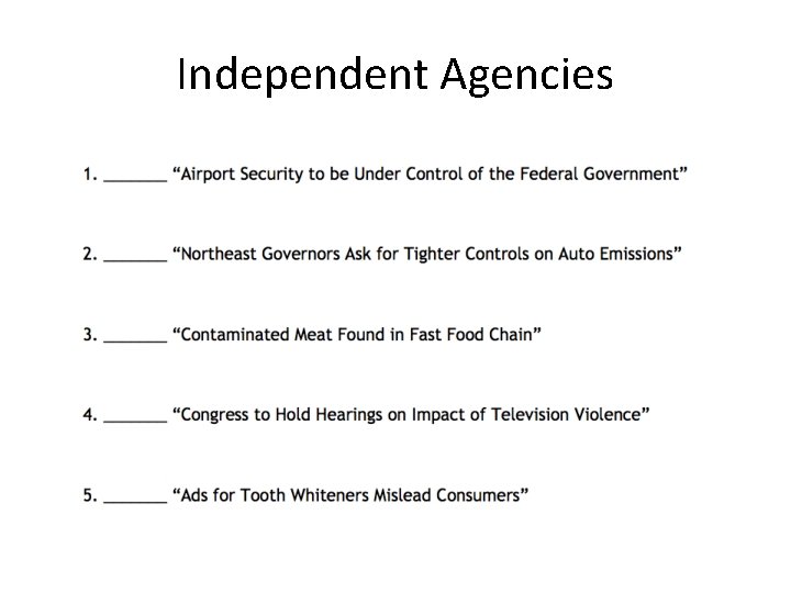 Independent Agencies 