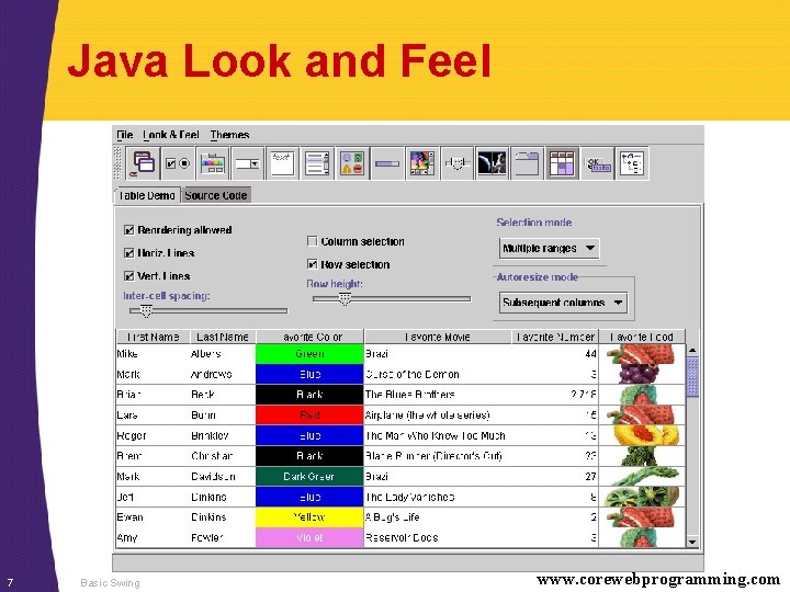 Java Look and Feel 7 Basic Swing www. corewebprogramming. com 