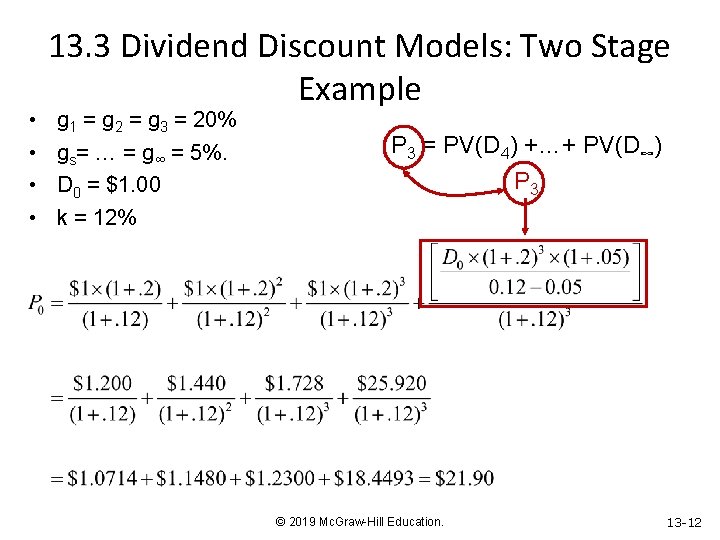  • • 13. 3 Dividend Discount Models: Two Stage Example g 1 =