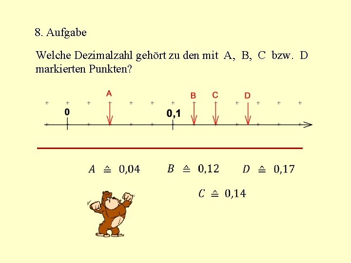 8. Aufgabe Welche Dezimalzahl gehört zu den mit A, B, C bzw. D markierten