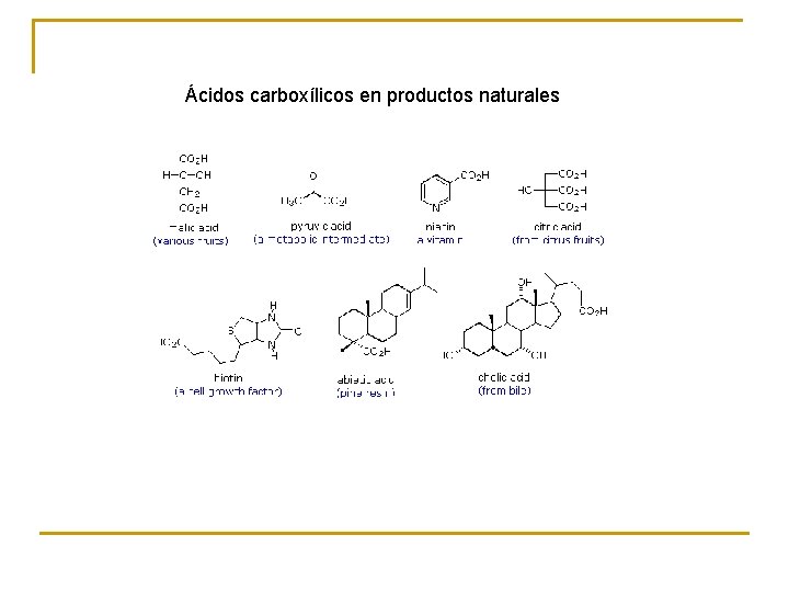 Ácidos carboxílicos en productos naturales 