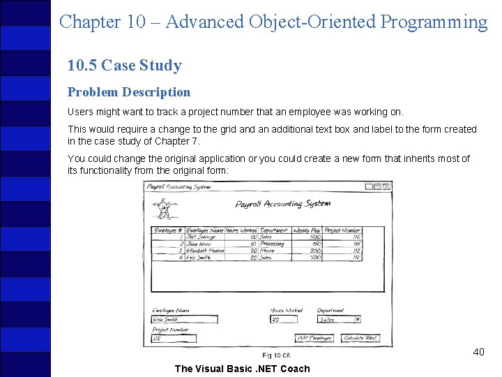 Chapter 10 – Advanced Object-Oriented Programming 10. 5 Case Study Problem Description Users might