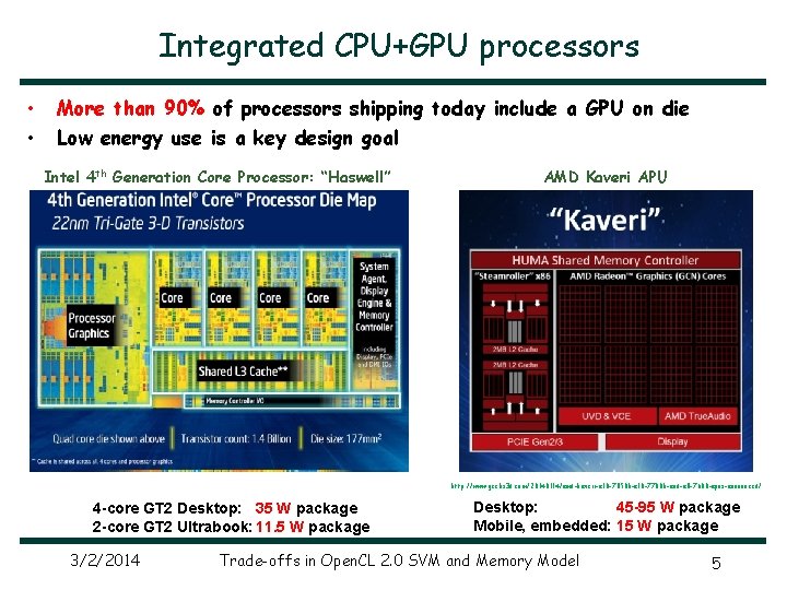 Integrated CPU+GPU processors • • More than 90% of processors shipping today include a