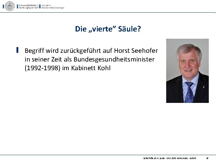 Die „vierte” Säule? Begriff wird zurückgeführt auf Horst Seehofer in seiner Zeit als Bundesgesundheitsminister