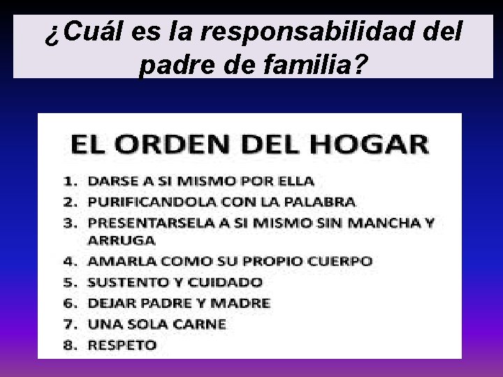 ¿Cuál es la responsabilidad del padre de familia? 