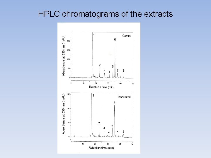 HPLC chromatograms of the extracts 