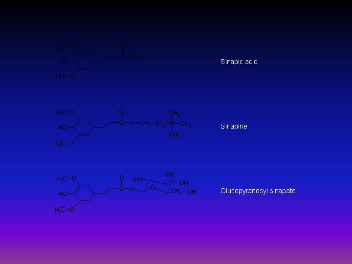 Sinapic acid Sinapine Glucopyranosyl sinapate 