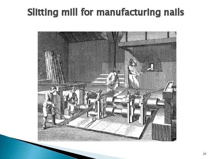 Slitting mill for manufacturing nails 21 