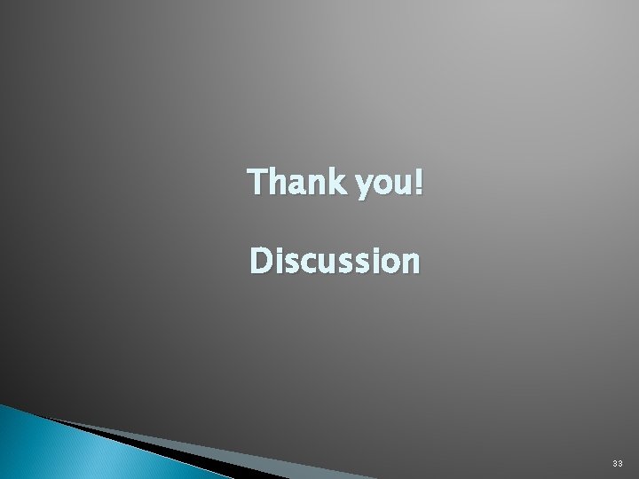 Thank you! Discussion 33 