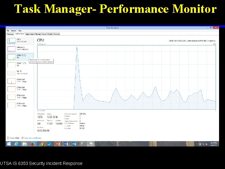 Task Manager- Performance Monitor UTSA IS 6353 Security Incident Response 