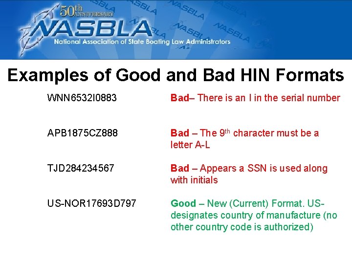 Examples of Good and Bad HIN Formats WNN 6532 I 0883 Bad– There is Examples of Good and Bad HIN Formats WNN 6532 I 0883 Bad– There is