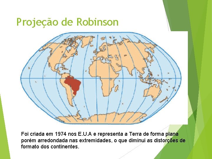 Projeção de Robinson Foi criada em 1974 nos E. U. A e representa a