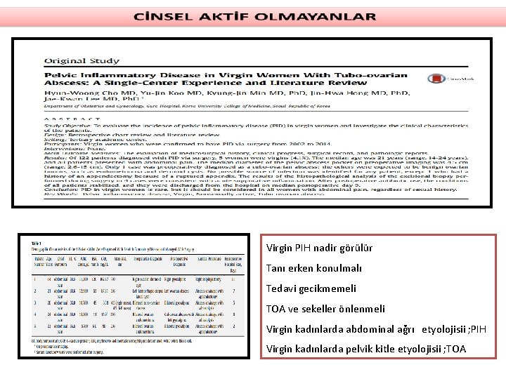 Virgin PIH nadir görülür Tanı erken konulmalı Tedavi gecikmemeli TOA ve sekeller önlenmeli Virgin Virgin PIH nadir görülür Tanı erken konulmalı Tedavi gecikmemeli TOA ve sekeller önlenmeli Virgin