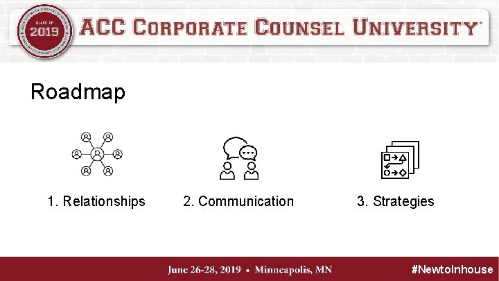 Roadmap 1. Relationships 2. Communication 3. Strategies #Newto. Inhouse 