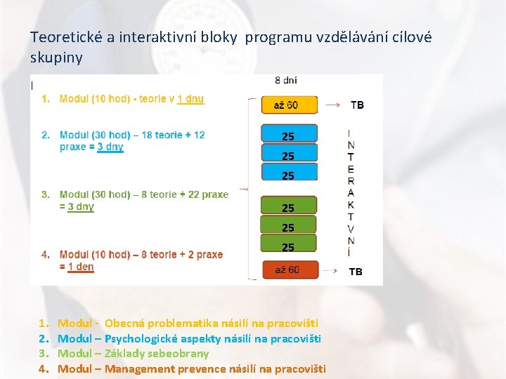 Teoretické a interaktivní bloky programu vzdělávání cílové skupiny 25 25 25 1. 2. 3.