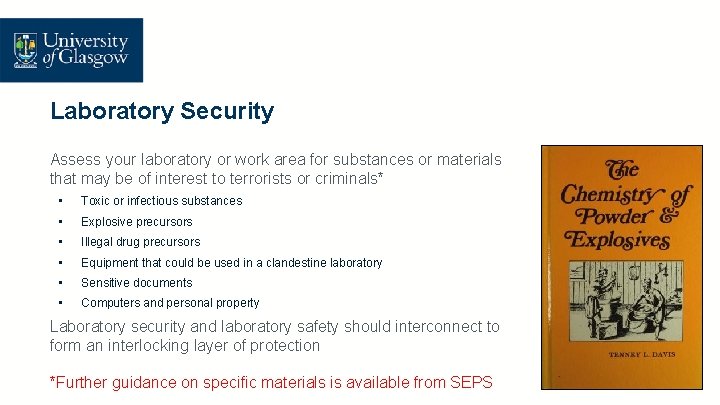Laboratory Security Assess your laboratory or work area for substances or materials that may