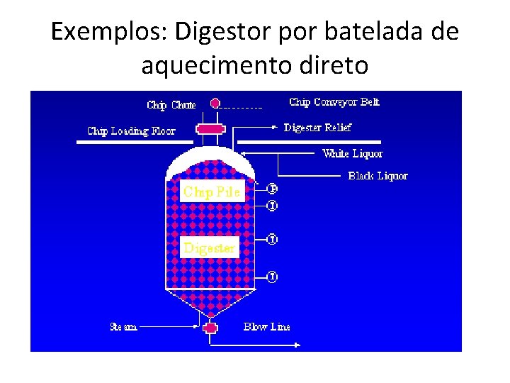 Exemplos: Digestor por batelada de aquecimento direto 