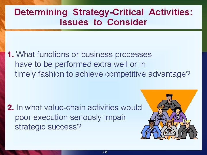 Determining Strategy-Critical Activities: Issues to Consider 1. What functions or business processes have to