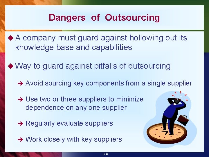 Dangers of Outsourcing u. A company must guard against hollowing out its knowledge base