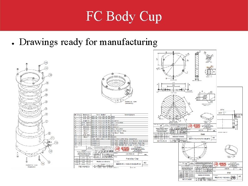 FC Body Cup ● Drawings ready for manufacturing 28 