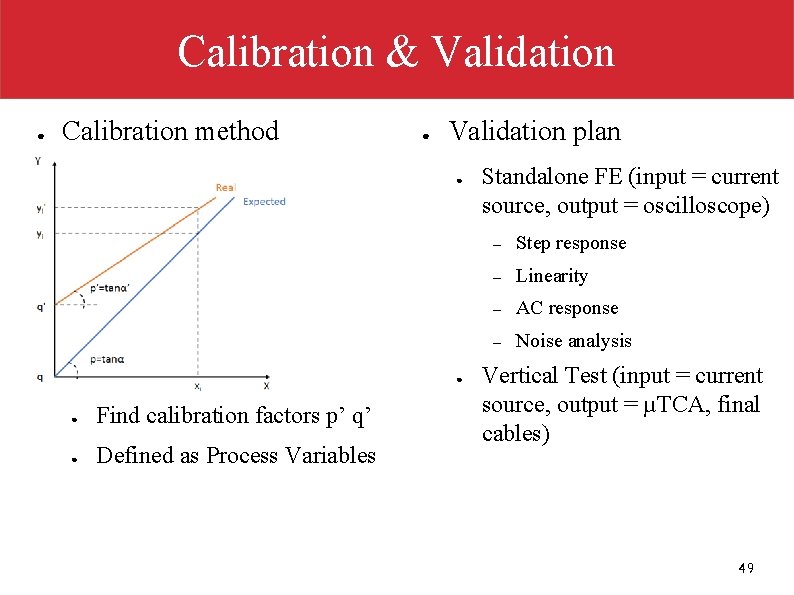 Calibration & Validation ● Calibration method ● Validation plan ● ● ● Find calibration