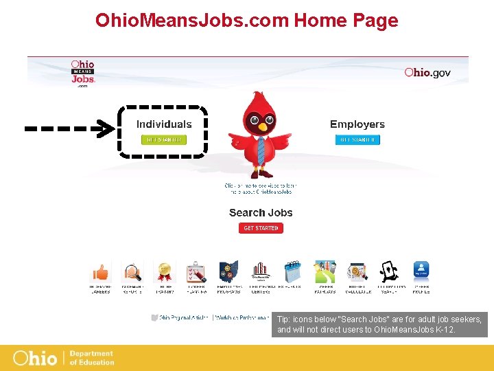 Ohio. Means. Jobs. com Home Page Tip: icons below “Search Jobs” are for adult