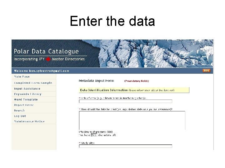Enter the data 