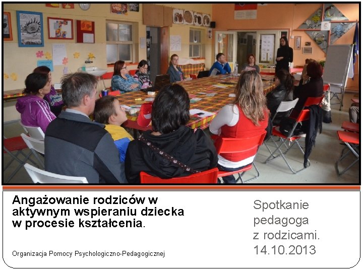 Angażowanie rodziców w aktywnym wspieraniu dziecka w procesie kształcenia. Organizacja Pomocy Psychologiczno-Pedagogicznej Spotkanie pedagoga
