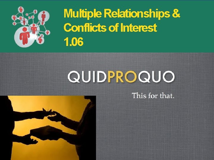 Multiple Relationships & Conflicts of Interest 1. 06 