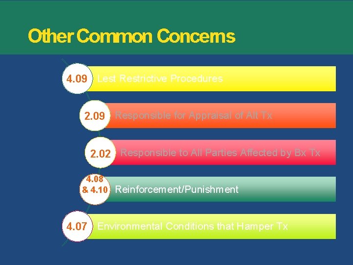 Other Common Concerns 4. 09 Lest Restrictive Procedures 2. 09 Responsible for Appraisal of