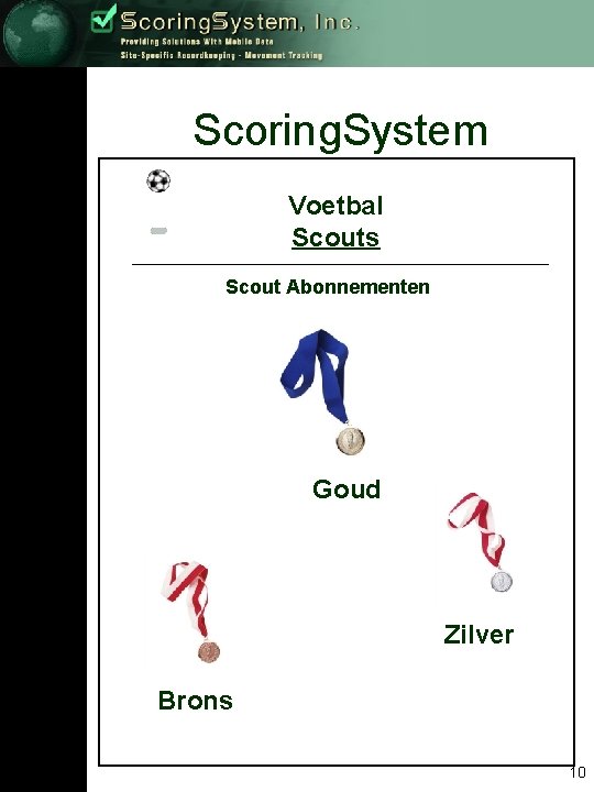 Scoring. System Voetbal Scouts Scout Abonnementen Goud Zilver Brons 10 