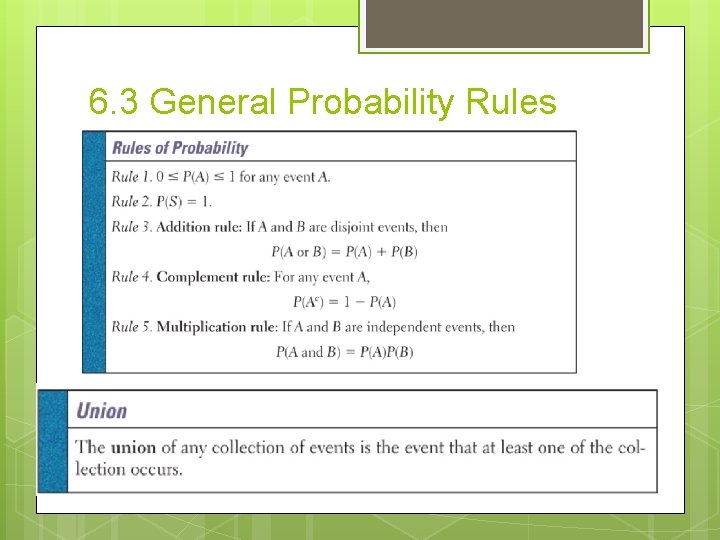 6. 3 General Probability Rules 
