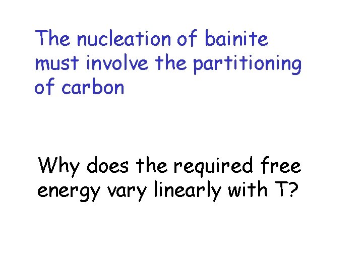 The nucleation of bainite must involve the partitioning of carbon Why does the required