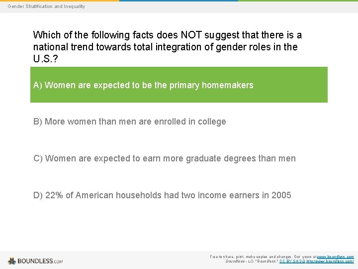 Gender Stratification and Inequality Which of the following facts does NOT suggest that there