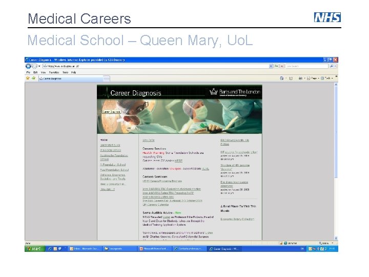 Medical Careers Medical School – Queen Mary, Uo. L 