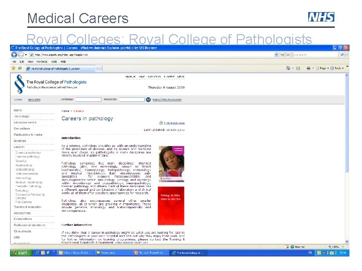 Medical Careers Royal Colleges: Royal College of Pathologists 