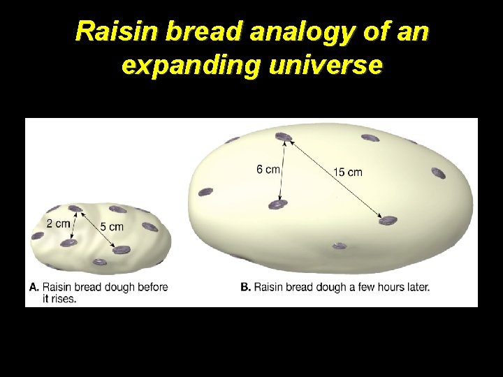 Raisin bread analogy of an expanding universe 