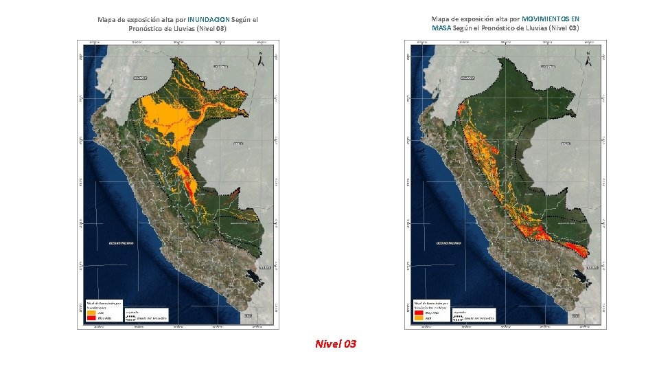 Mapa de exposición alta por MOVIMIENTOS EN MASA Según el Pronóstico de Lluvias (Nivel