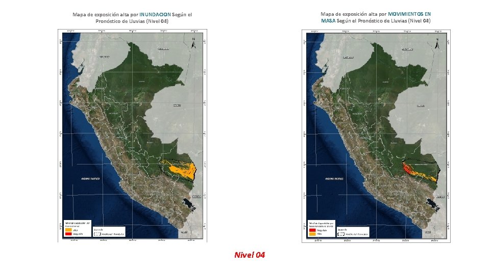 Mapa de exposición alta por MOVIMIENTOS EN MASA Según el Pronóstico de Lluvias (Nivel