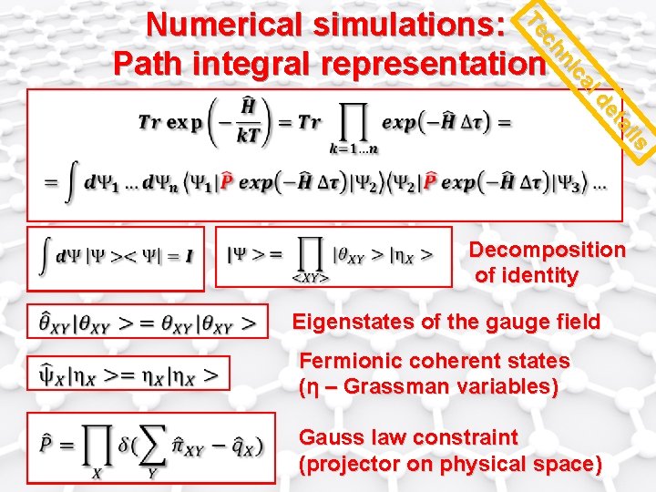 l ca ni ch Te Numerical simulations: Path integral representation ils ta de Decomposition