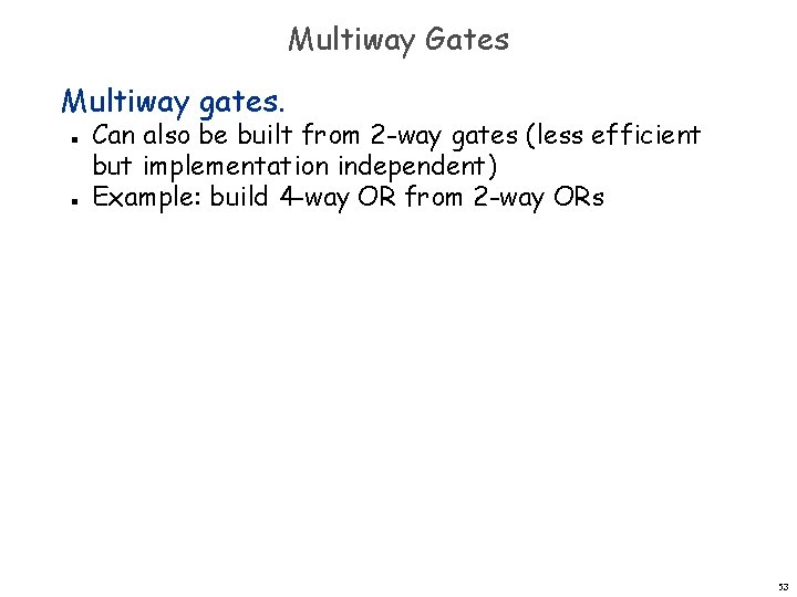 Multiway Gates Multiway gates. n n Can also be built from 2 -way gates Multiway Gates Multiway gates. n n Can also be built from 2 -way gates